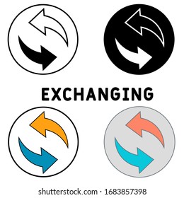 Exchanging vector icon on white background. Flat vector exchanging icon symbol sign from modern startup strategy and success collection for mobile concept and web apps design.