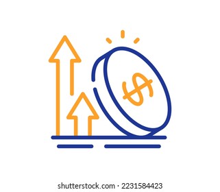 Excise duty line icon. Rise price sign. Inflation or Tax rate symbol. Colorful thin line outline concept. Linear style excise duty icon. Editable stroke. Vector