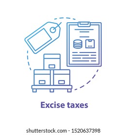 Excise taxes blue concept icon. Legislated taxation on products idea thin line illustration. Tax levied on commodities, services and activities. Purchase fee. Vector isolated outline drawing