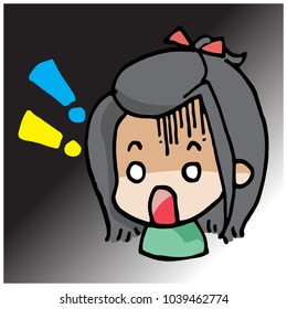 excite girl cartoon vector character
