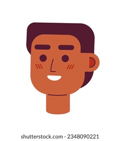 Excited african american man semi flat vector character head. Editable cartoon avatar icon. Face emotion. Colorful spot illustration for web graphic design, animation