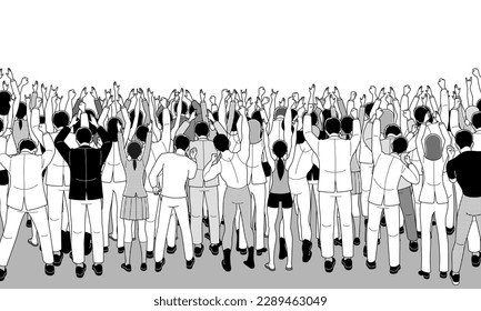 The excited audience isolated on white background