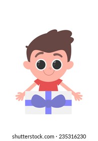 Excited Boy With Big Present