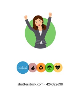 Excited businesswoman in suit