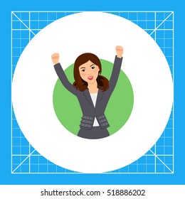 Excited businesswoman in suit