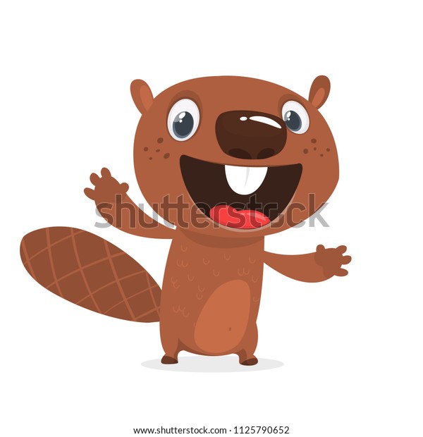 Excited Cartoon Beaver Laughing Brown Beaver Stock Vector (Royalty Free ...