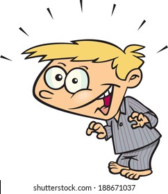 excited cartoon boy
