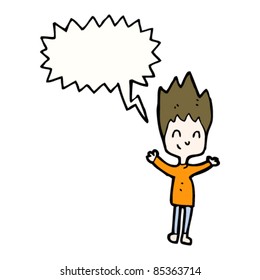 excited cartoon boy