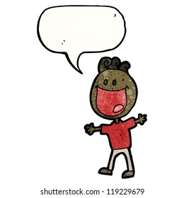 excited cartoon boy with speech bubble