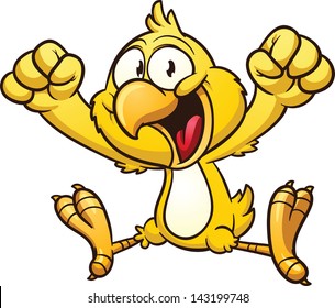 Excited Cartoon Chicken. Vector Clip Art Illustration With Simple Gradient. All In A Single Layer.