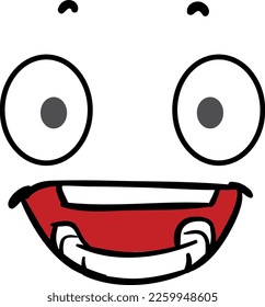 Excited cartoon face. Retro comic amazed expression