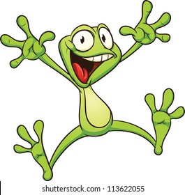 Excited cartoon frog. Vector illustration with simple gradients. All in a single layer.
