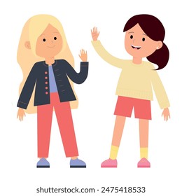 Excited Cartoon Girl Jumping with Joy and Happiness Vector Illustration EPS10