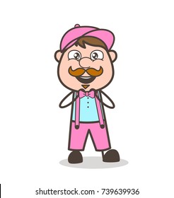 Excited Cartoon Ice-Cream Seller Face Expression