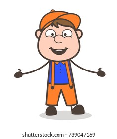 Excited Cartoon Kid Face Expression Vector Illustration