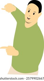 Excited and Cheerful People Character on White Background. Flat Cartoon Vector Illustration.