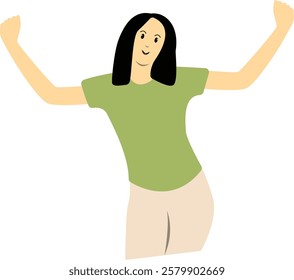 Excited and Cheerful People Character on White Background. Flat Cartoon Vector Illustration.