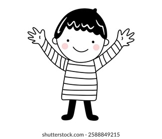 Excited Child with Raised Arms for an Uplifting and Cheerful Playtime Theme Vector illustration