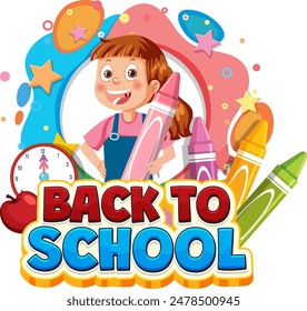 Excited child with school supplies