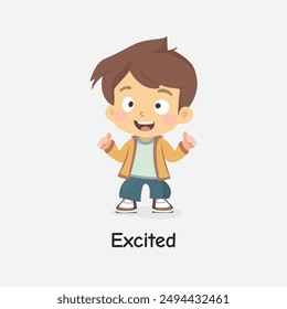 Excited Child Vector Illustration Showing Joyful Anticipation