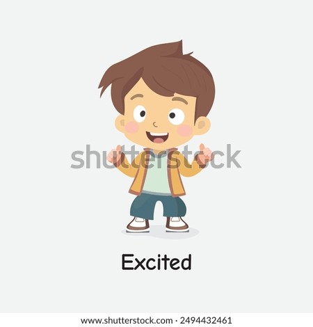 Excited Child Vector Illustration Showing Joyful Anticipation