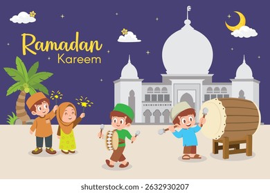 Excited Child Welcomes the Coming Ramadan