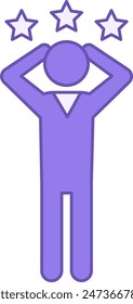 Excited Colored Icon. Vector Icon of a Man with Raised Hands Excitedly. Emotions and Mood Concept