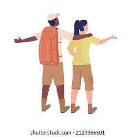 Excited couple wearing jungle clothes semi flat color vector characters. Standing figures. Full body people on white. Simple cartoon style illustration for web graphic design and animation