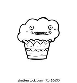excited cupcake cartoon