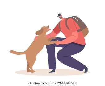 Excited Dog Running Towards Their Owner Isolated on White Background. Pet Wagging Tail And Expressing Love And Happiness