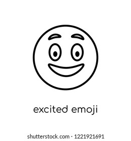 excited emoji icon. Trendy modern flat linear vector excited emoji icon on white background from thin line Emoji collection, outline vector illustration