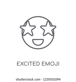 Excited emoji linear icon. Modern outline Excited emoji logo concept on white background from Emoji collection. Suitable for use on web apps, mobile apps and print media.