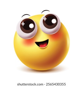 Excited emoji vector character. Clipart emoticon in hopeful, optimistic, positive and happy facial expression isolated in white background. Vector illustration excited clip art emoji.
