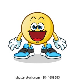 excited emoticon mascot vector cartoon illustration