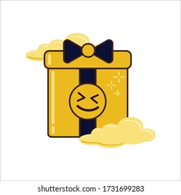 Excited Expression of Eid Mubarak / Ramadan Golden Gift Vector Design