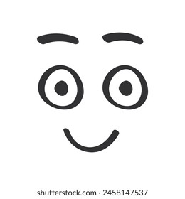 Excited expression and smile on cute face in monochrome doodle style vector illustration