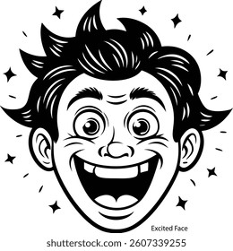 Excited Face Expression Silhouette Set