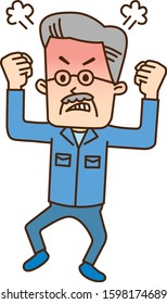Excited and furious senior worker