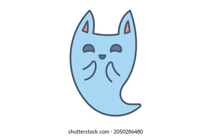 Excited ghost icon Halloween spooky cartoon illustration character symbol