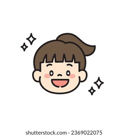 Excited Girl Face Icon Image