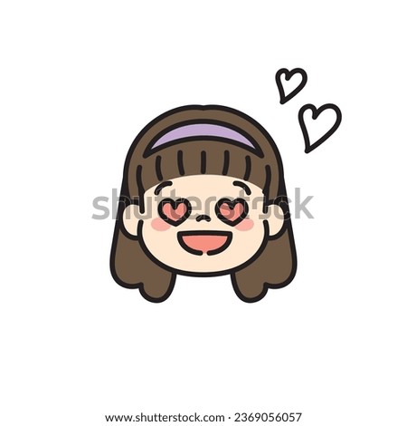 Excited Girl Face Icon Image With The Hearts on Her Eyes