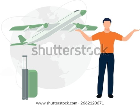 Excited for his flight, the passenger eagerly anticipates departure, checking in, and exploring the airport