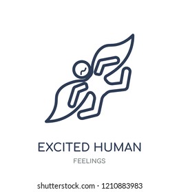 excited human icon. excited human linear symbol design from Feelings collection. Simple outline element vector illustration on white background.