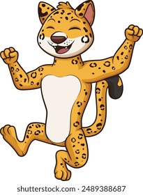 Excited jaguar mascot character vector illustration