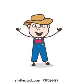 Excited Laughing Farmer Character Expression