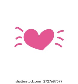 Excited love icon vector. Cute pink heart with accent lines, conveys affection or excitement. ideal for emoticons, badges and cards.