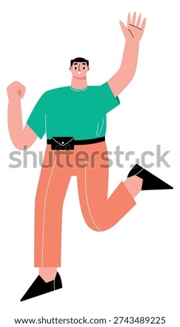 Excited man. Cheerful gesturing guy in active pose