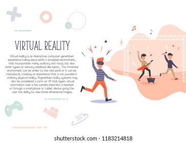 Excited man in virtual reality. 3d Concert feeling. Augmented reality