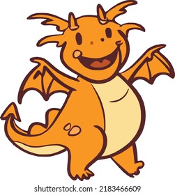 Excited Orange Dragon Sticker Icon