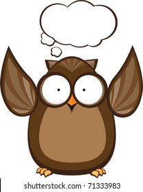 Excited Owl with Thought Bubble